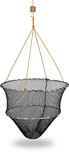 Krebsteller Krebsreuse Krebskorb mit Metallringen, Ködernadel, 4 m Nylonseil und Holz-Auftriebkörper, Stück:1 Stück, Durchmesser:Ø 30 cm