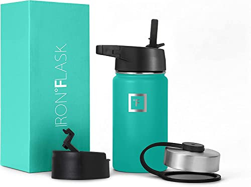 420ml Kids Stainless Steel Insulated Water Bottle with Straw Lid - Leakproof Metal Vacuum Flask - Hot 12hrs & Cold 24hrs Drinks for Boys Girls Toddlers Children School