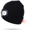 INHDBOX LED Mütze Kappe, Strickmütze mit USB Nachladbare Licht, Beleuchtung und blinkende Warnungs-Arten 8 LED, einfache Installation, Schwarz, L