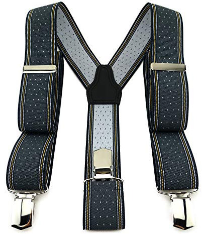 TigerTie Unisex Hosenträger in Y-Form mit 3 extra starken Clips - Farbe in anthrazit grau gold silber gepunktet gestreift - hochwertige Verarbeitung - Breite 35 mm