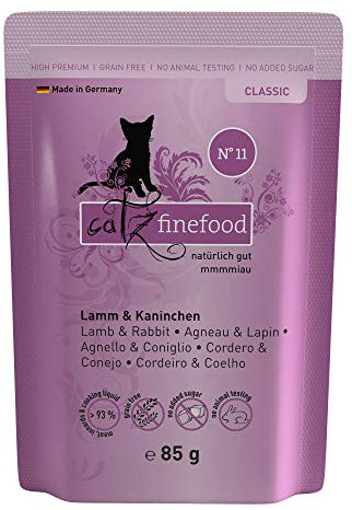 catz finefood N° 11 Lamm & Kaninchen Feinkost Katzenfutter nass, verfeinert mit Cranberries & Karotte, 16 x 85g Beutel