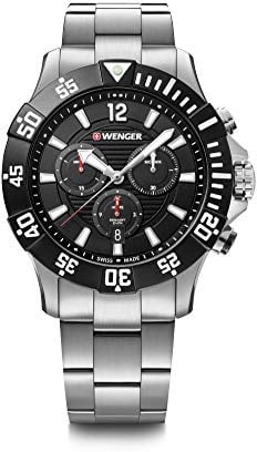 Wenger Seaforce Watch Black Dial, Stainless Steel Bracelet (01.0643.117)
