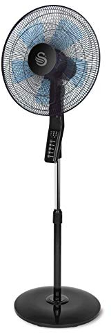 Swan SFA23010N 16 Inch Pedestal Fan Built-in Timer, Oscillation Function, Remote Controlled, 60W, Black