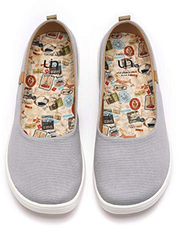 UIN Valencia Canvas Grey Damen Bequeme Ballerinas Wanderschuhe Slip On Schuhe Canvas Grau(40)