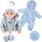 Bibi Doll - 20 Lifelike Large Size Soft Bodied Baby Doll Girls Boys Toy With Dummy & Sounds (Grey + Onesie)