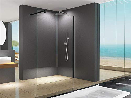 BuyLando.Shop [Typ-Lily-Sw] 10mm Walk in Duschwand - Duschabtrennung - Dusche - ESG Glas (140x200cm Klar)