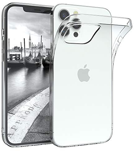 EAZY CASE Hülle kompatibel mit iPhone 12 Pro Max Schutzhülle Silikon, Ultra dünn, Slimcover, Handyhülle, Silikonhülle, Backcover, Durchsichtig, Klar Transparent