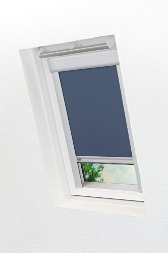LYSEL - Qualitätsdachfensterrollo abdunkelnd dunkelblau Rollo geeignet für Velux Dachfenster CK04, (B x H) 38.30cm * 79.50cm in blau/dunkelblau