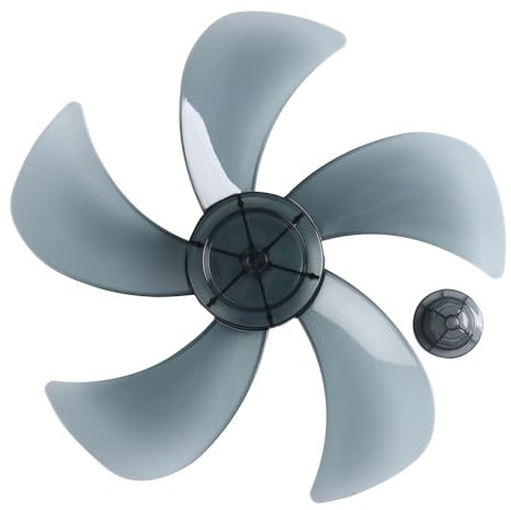 TiaoBug 12/14 Zoll Kunststoff Lüfterflügel 5 Blätter mit Mutter Abdeckung Ventilator Ersatzteile für Lüfter Bodenventilator Tischventilator Universal Haushalt Zubehör Grau D 14 Zoll