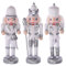 com-four® 3X Nussknacker zum Anhängen - Christbaumschmuck in Form eines traditionellen Nussknackers - Weihnachtsdeko (silberfarben/weiß)
