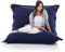SMOOTHY Original Cotton Indoor XXL Sitzsack 400L Riesensitzsack Sitzkissen Sessel aus Baumwolle für Kinder & Erwachsene (180 x 140 cm, Indigo-Blau)