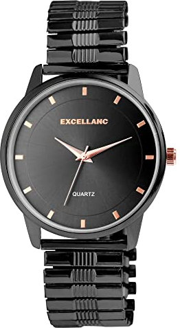 Excellanc Herren-Uhr Edelstahl Zugband Analog Quarz 2700027 (schwarz)