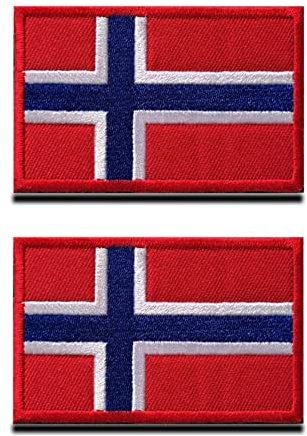Zcketo 2 Packs Norway Flag Norwegian National Flag Embroidered Hook & Loop Fastener Emblem Sew On Patches for Backpack Cap Jacket Jeans Vest Bag Pouch Clothes Clothing