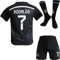 BlackAzat Madrid Heim #7 Retro Black Dragon Limitierte Sonderedition Seltenes Fußball Kinder Trikot Shorts Socken Set Jugendgrößen (Schwarz,28)