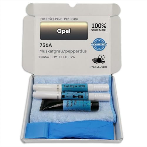 Genuine Colors Lackstift MUSKATGRAU PEPPERDUST 736A für Opel Grau CORSA COMBO MERIVA