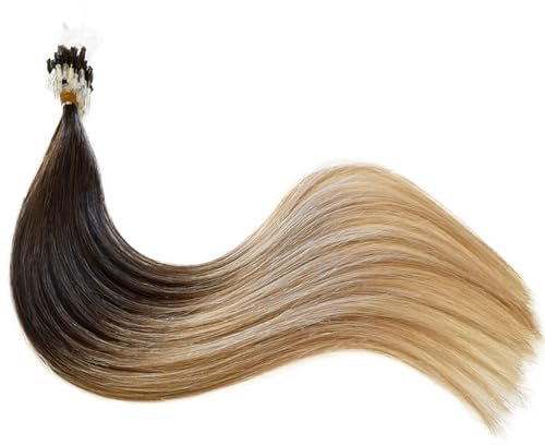 Happyqueen 100s-80g-16 18 20 22 Micro Loop Ring Remy Human Hair Extensions-Grade AAA (#Ombre 2 to 18 Dark Brown to Ash Blonde, 16)