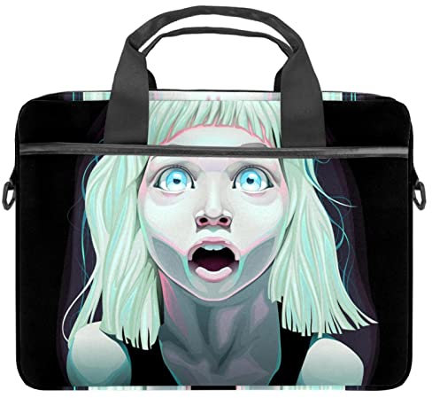 Mädchen Schwarz Anime Laptop Schultertasche Messenger Bag Crossbody Briefcase Messenger Sleeve für 13 13,3 14,5 Zoll Laptop Tablet Schutz Tote Bag Case, mehrfarbig, 11x14.5x1.2in /28x36.8x3 cm