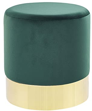 Beliani Runder Polster Pouf aus Samt grün Ottomane Sitzpouf Modern Barock Sophia