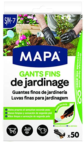 MAPA - Dünne Gartenhandschuhe x 50 – Geschicklichkeit und Stärke – Nitril und Vinyl – Spenderbox mit 50 dünnen Handschuhen – Schwarz – Größe S/M