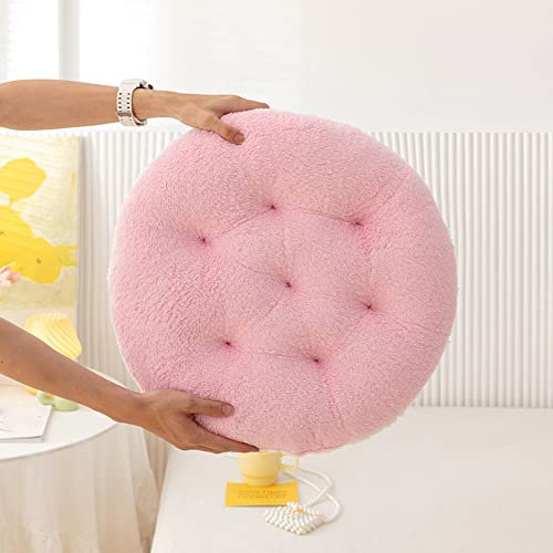 XIEMINLE Kurzes Plüsch-Sitzkissen, Rundes Kissen, Weich und Bequem für Esszimmer, Büro, Gartenstühle, Indoor-Outdoor-Stuhl, 40 x 40 cm, Rosa