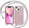 AOMYKE Handyhülle für iPhone 13 Mini Hülle mit Band, Handyband iPhone 13 Mini Hülle zum Umhängen Schutzhülle mit Kette Kordel Weich TPU Liquid Silikon Case, Pink