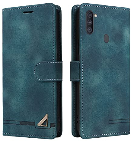 OKZone Kompatibel mit Samsung Galaxy A11/M11 Hülle, Halterung Standfunktion Kartenfach Wallet Schutzhülle 360 Grad Stoßfest Premium Leder Schutzhülle Handyhülle für Samsung Galaxy A11/M11 (Grün)