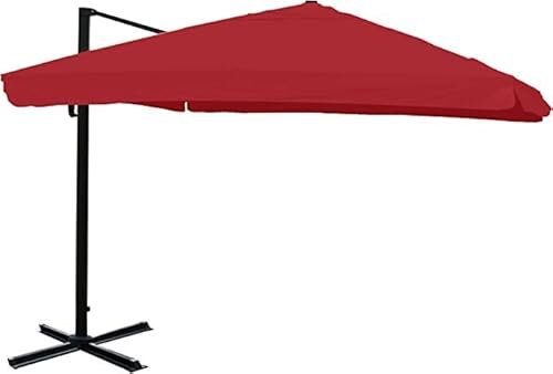 Décoshop26 Parasol de Restauration 3x4m (Ø5m) Polyester/Aluminium 26kg Bordeaux sans Pied 04_0003344