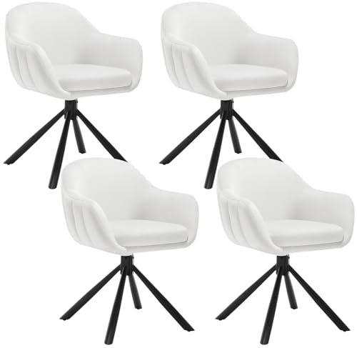 WOLTU Esszimmerstühle drehbar 4er Set, Drehstuhl Esszimmer, Esstisch Stühle, Küchenstühle, Samt Sessel Wohnzimmer, Armlehnstuhl modern, Essstühle, Polsterstuhl, Sessel modern, Beige, EZS05cm-4