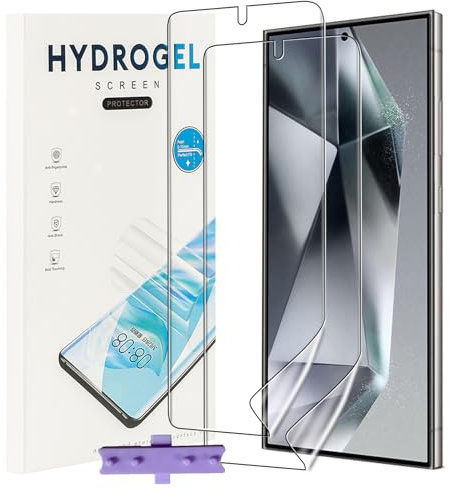 NUCNOK 2 Pack Protector de Pantalla para Samsung Galaxy S24 Ultra 5G (No Cristal Templado),Película de Hidrogel Flexible HD,Sin Burbujas,Fácil de Instalar,Compatible con Huellas Dactilares