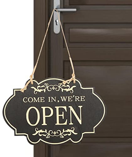 Panneau « Open Closed » – Panneau de Commerce Double Face en Bois | Come in We are Open/Sorry We are Close – Panneau Rustique informatif pour Magasin, Restaurant, Bar, Panneau en Bois Vintage
