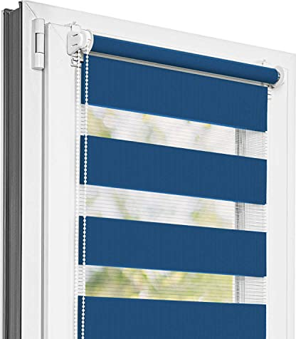 Estika Doppelrollo Klemmfix ohne Bohren - 70 cm x 120 cm - Sommernacht - 27 Stofffarben, Tag und Nacht Duo Rollo, Rollos für Fenster ohne Bohren, Fenster Sichtschutz (70 cm Stoffbreite)