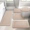 chakme Badezimmerteppich Set 5 Teilig, Weiche Memory-Schaum Badematte und U Förmige wc Vorleger, Badteppich rutschfest Waschbar Badvorleger Set Beige