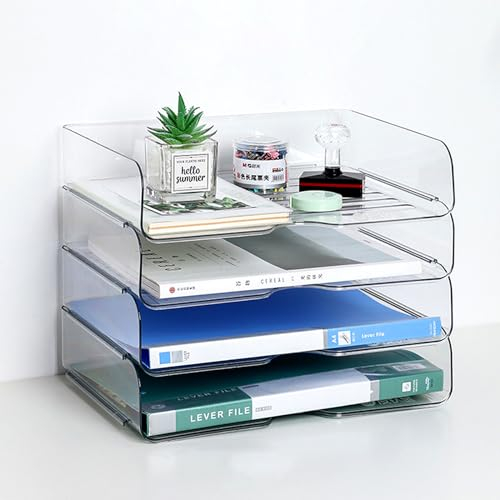 Schreibtisch Schubladenbox Schubladen Aufbewahrung Organizer - Stapelbar Kunststoff Briefablage Box Aufbewahrungsbox - Transparent Wei Plastik Schublade Boxen Aufbewahrungsboxen büro a4 Papier Ordner
