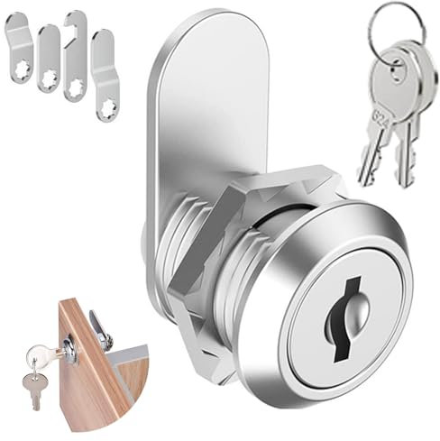 16mm Serrures de Porte D'armoire, Serrure de Sécurité de Boîte aux Lettres avec 4 Plaques de Verrouillage Différenteset et 2 Clés, Serrures de Tiroir Convient Pour D'armoire, Meubles