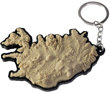 Generico 3D Islands Topografischer Schlüsselanhänger, braun-schwarz, One size
