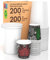 Kit 200 Bicchieri in Carta Bianchi 200ml da Asporto Bevande Calde e Fredde + 200 Bicchierini in Carta Fantasia Italy Black 65ml per Caffè ColorMix4 Ecologici Biodegradabili Monouso
