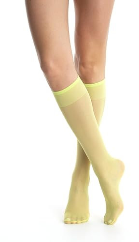 Gi&Gi Medias veladas 6 pares con bordes cómodos, calcetines largos 20 denier multicolor n.2195, Verde lima, 6 pares, Talla única
