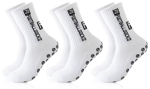 Wydexint Fußball Socken, fussball socken, sportsocken fussball, anti rutsch sportsocken, Unisex Socks für Fussball (DE/NL/SE/PL, Alphanumerisch, M, Regular, Regular, 3, Weiß)