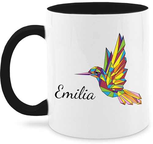 Tasse Tassen 325ml - Vogel - Personalisierbares Kolibri Geschenk mit Namen | Geschenkidee Vogel-Fans | - 325 ml - Schwarz - vögel cup teetasse
