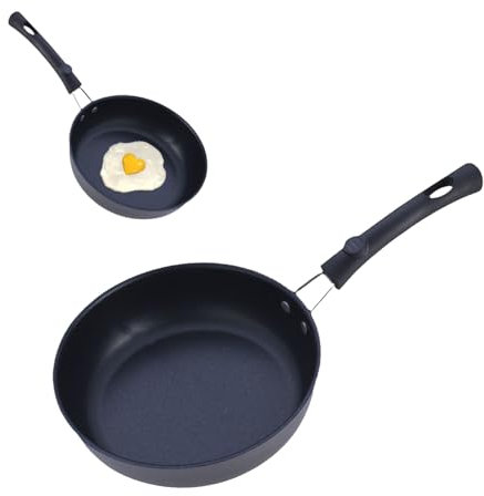 Huipalon 12 cm Small Frying Pan for Egg 4.7 Inch Non-Stick Frying Pan with Handle Portable Mini Frying Pans for One Egg Small Pans for Gas Induction Stove, Black