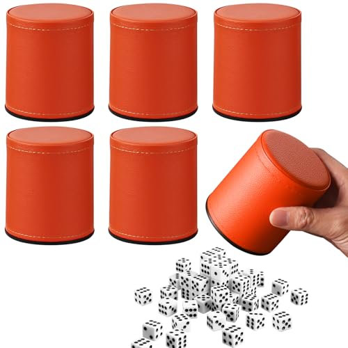 PRITOK Juego de vasos de dados: 6 piezas de piel con 36 cubos silenciosos para juegos de fiesta/mesa Bar Home Liars Juegos de dados Exquisita sensación de mano