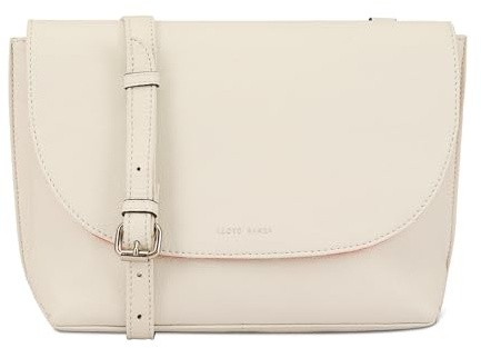 Lloyd Baker London – LYNA Flap-Over Crossbody Bag: Women's Modern Design in 100% Genuine Full Grain Leather- BLANC DE BLANC (White)