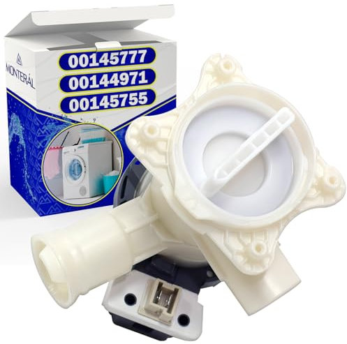 Pompa Scarico Lavatrice con Codice Originale 00145777 00144971 00145755 per Bosch per Balay per Constructa per Siemens per Neff - Garanzia di 10 Anni - MONTERAL
