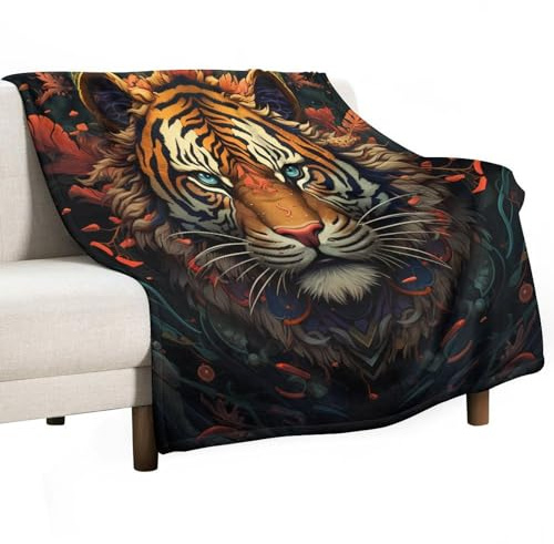 Kuscheldecke Tiermotiv, Tiger Druck Decke EinzigKunstige, 100x130cm Kuscheldecke Flauschig, Weich & Warme Decke, Hochwertige Wohndecke, Samtdecke, Sofadecke, Tagesdecken