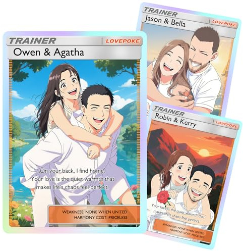 ABIsedrin Personalised Poke Card with Photo Individual Trainer or Character Cards Adjustable Poke Portrait Card with Name, Statistics and Text for Birthday or Anniversary