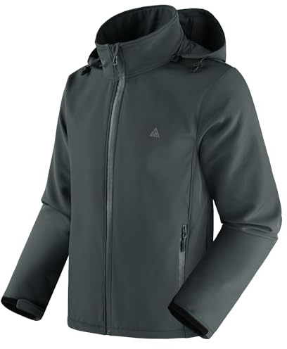 SwissWell Chaqueta Hombre Softshell de Senderismo Hombre Exteriores Multifuncional Cortaviento Impermeables Invierno Chaquetas Cálida con Capucha con Bolsillos para Marcha Acampada