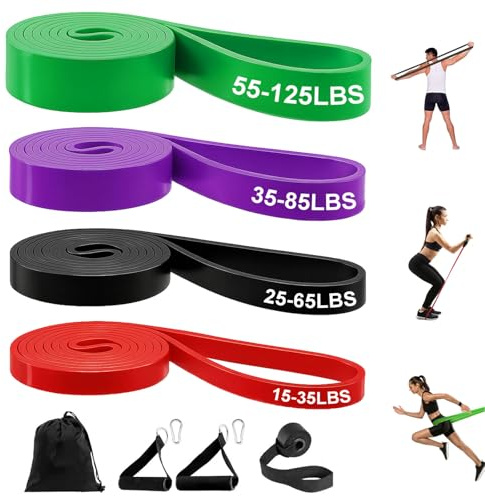 Druuzyl Bandes de Résistance 4 Niveaux | Elastique Musculation avec Ancrage Porte & Poignée | pour Yoga, Pilates, Tractions | Sac Transport Inclus | Résistance Progressive Home Gym