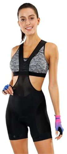 CGUOHU Salopette Ciclismo Donna Pantaloncini da Ciclismo Donna Corti Estivi Spugna 3D Morbida Antiurto Pad 6 Ore di Guida(3XL)