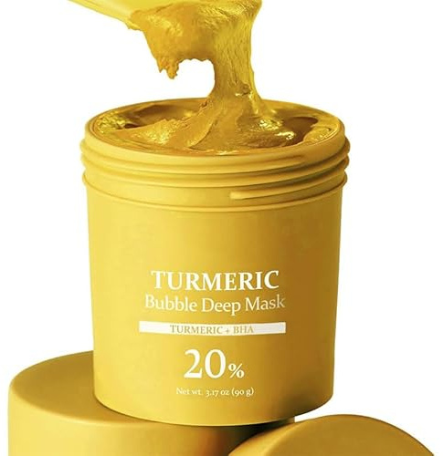TURMERIC Bubble Deep Mask with BHA - 20% Turmeric Clay to Foam Mask, Deep Cleansing & Purifying, For a Brighter Complexion, 90g / 3.17oz