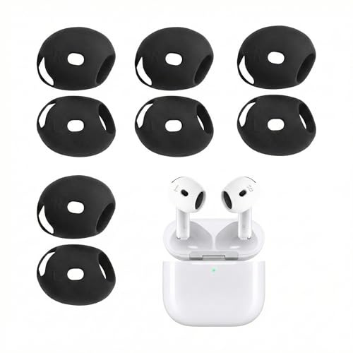 Godneei Almohadillas Auriculares para AirPods 4, Gomas Auriculares de Silicona Compatibles con Apple AirPods 4, Almohadillas Ultrafinas Antideslizantes, 4 Pares (Nero)